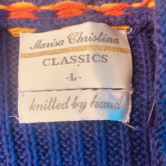 MARISA CHRISTINA Classics Hand Knit Sweater Vest Ladies Size Large Nautical - Picture 3 of 8